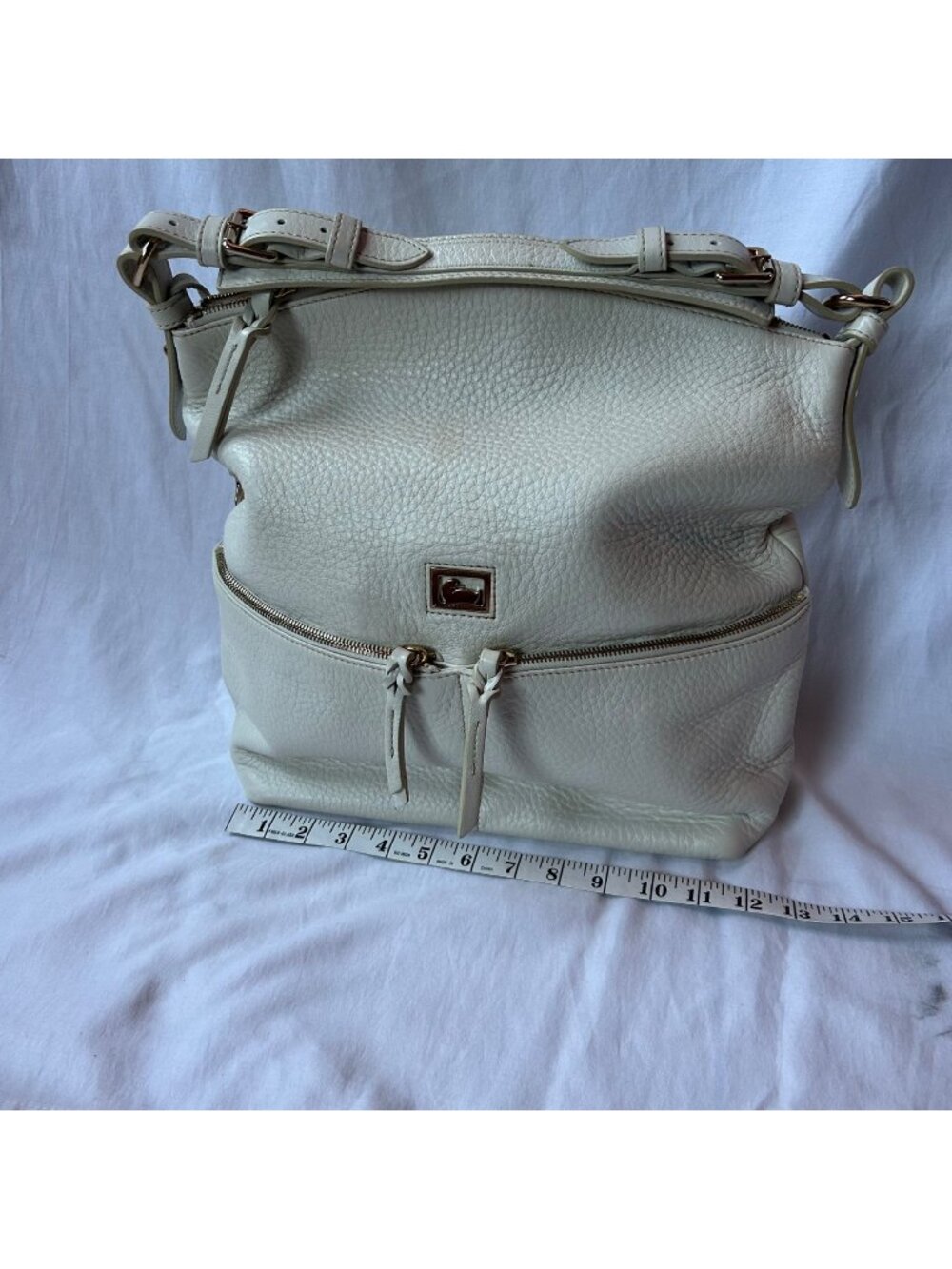 Dooney & Bourke Pebbled Leather Dillen Brass Pocket Sac Hobo Slouch